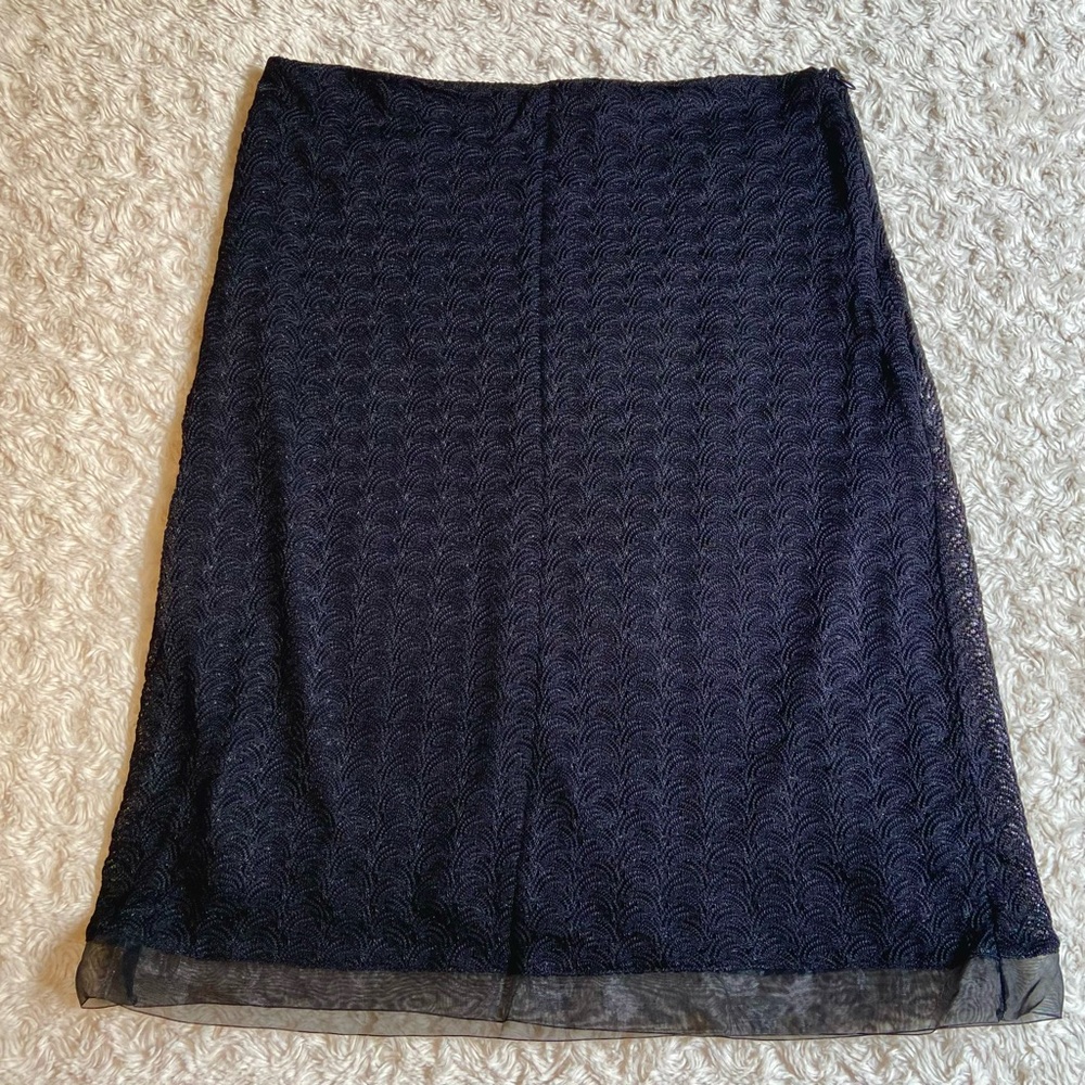 VTG 90s Jones Wear Nylon Crescent Lace Lined A-Line Skirt Small S Vintage